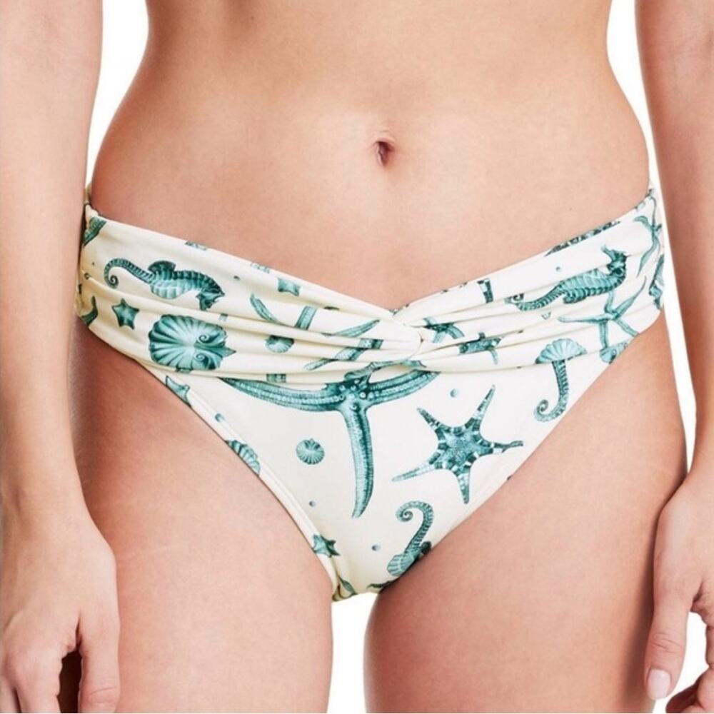 NWT AGUA BENDITA x TARGET | Seahorse Shell Print White Teal Bikini Bottom Sz. XL
